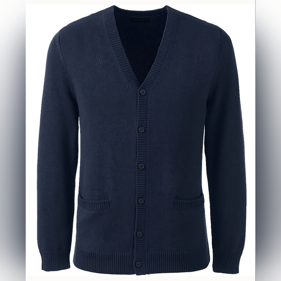 LANDS' END Men's Medium-sized Cotton Modal Button Front Cardigan Sw - Picture 7 of 9